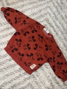 2-3T Vintage Disney Zara Rust Mickey Mouse Graphic Sweatshirt gender neutral